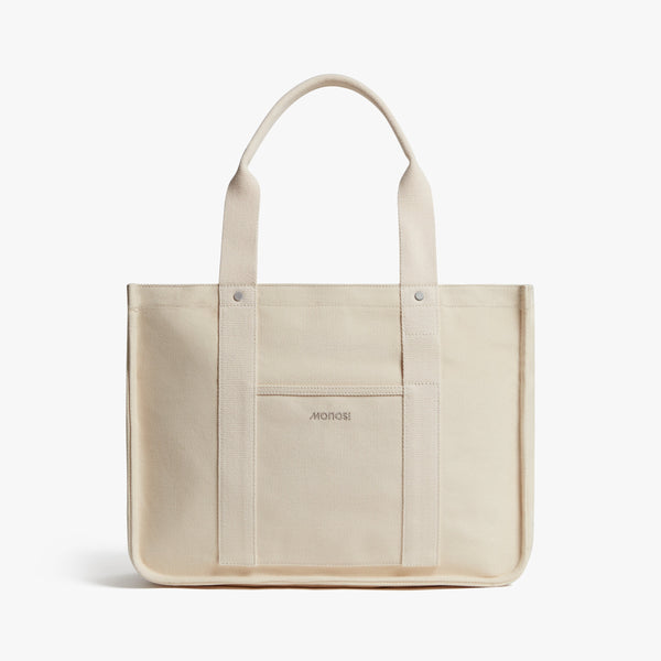 Ecru | Front view of Gesso Tote in Ecru