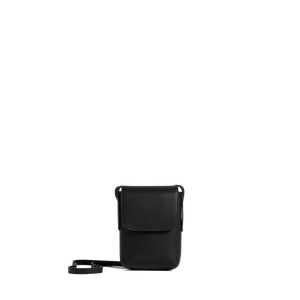 Carbon Black (Vegan Leather) Scaled | Front view of Metro Mini Crossbody Carbon Black