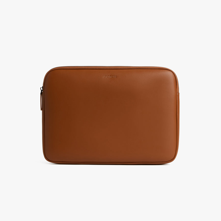 14-inch / Mahogany (Vegan Leather) | Front view of Metro Laptop Sleeve Mahogany