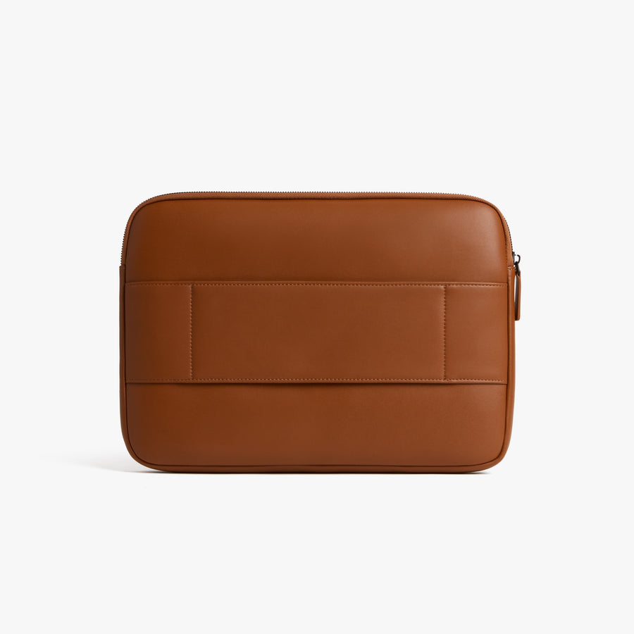 14-inch / Mahogany (Vegan Leather) | Back view of Metro Laptop Sleeve Mahogany