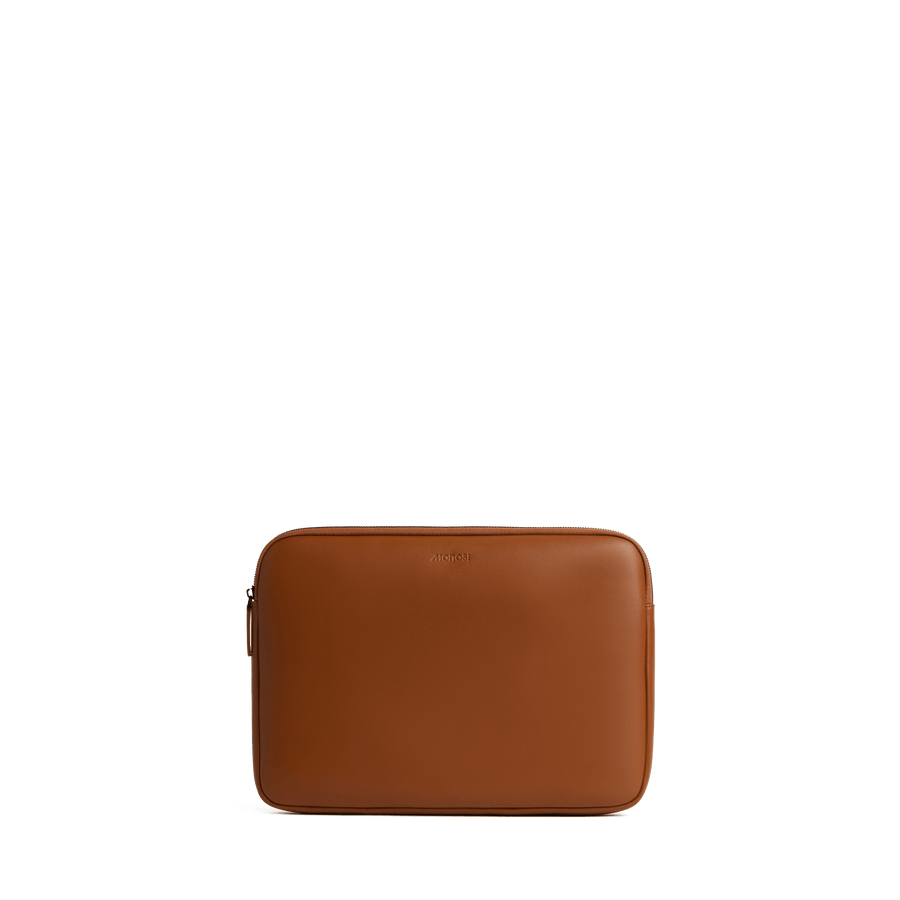 14-inch / Mahogany (Vegan Leather) Scaled | Front view of Metro Laptop Sleeve Mahogany