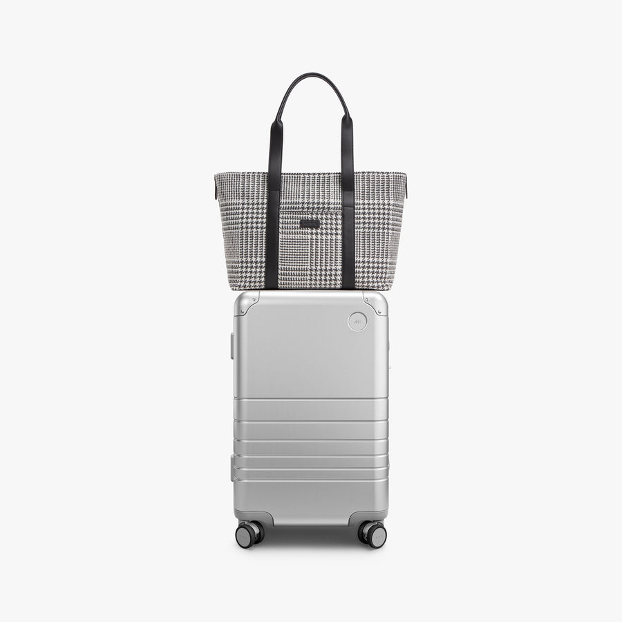 Monos Aluminum Luggage and Houndstooth Check Bag Set