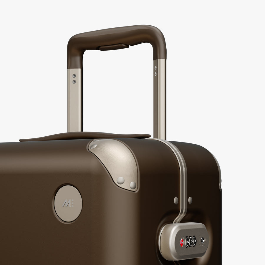 Adobe Brown | Luggage handle view of Hybrid Carry-On in Adobe Brown