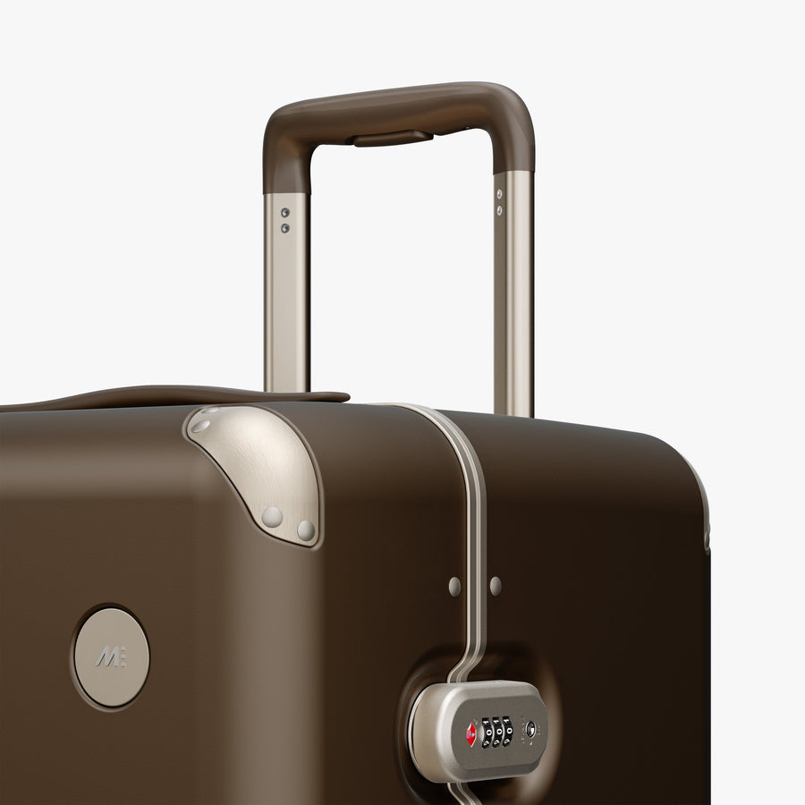 Adobe Brown | Luggage handle view of Hybrid Trunk in Adobe Brown