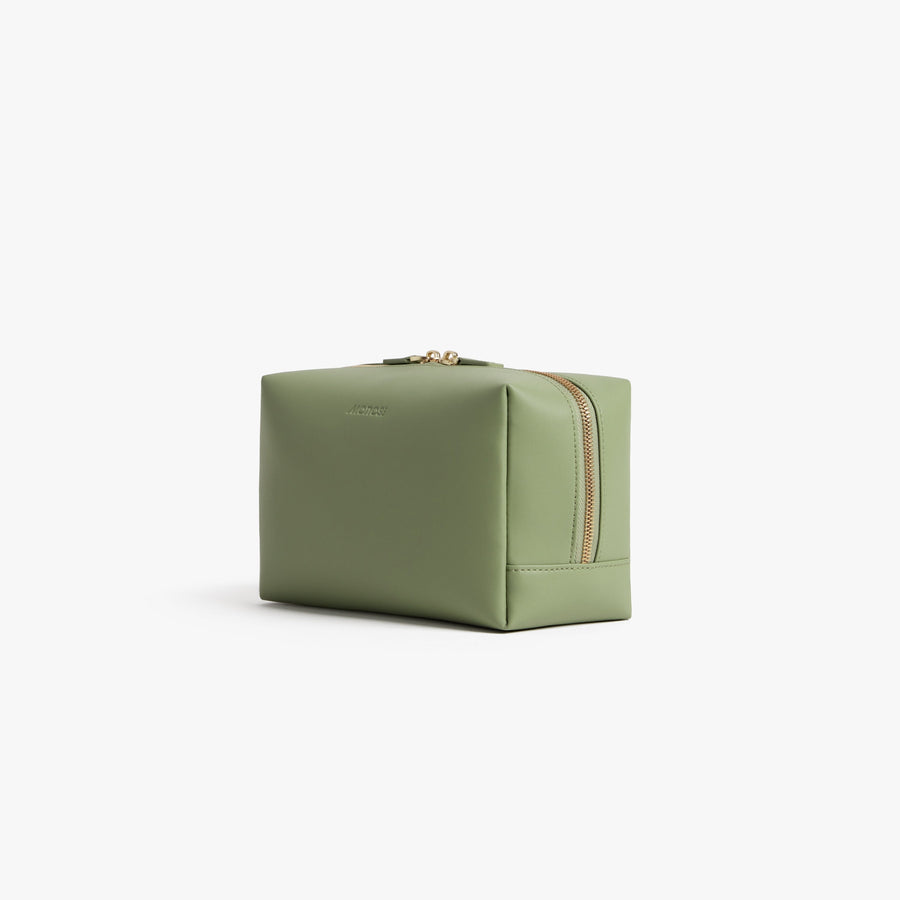 Large / Cactus (Vegan Leather) | Angled view of Metro Toiletry Case Large in Cactus