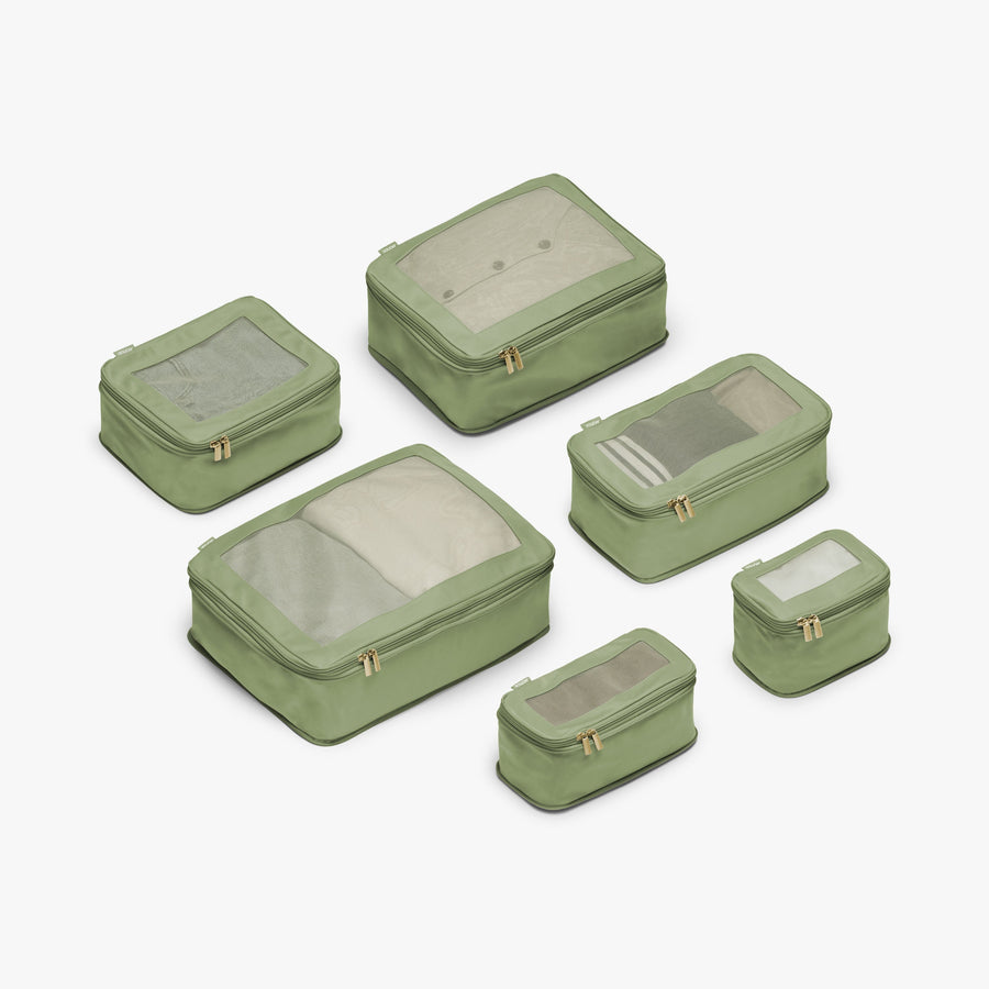 Set of Six / Cactus | This is a photo of a set of six compressible packing cubes in Cactus