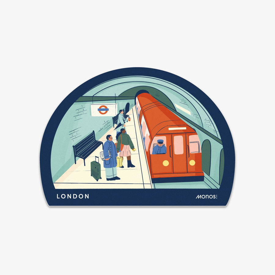 London | London Destination Stickers Underground station with people waiting