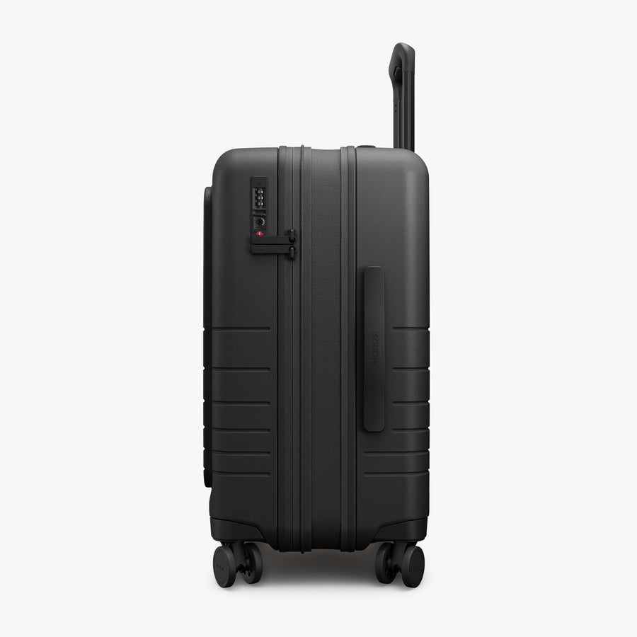 Midnight Black | Expanded zipper view of Expandable Carry-On Pro in Midnight Black