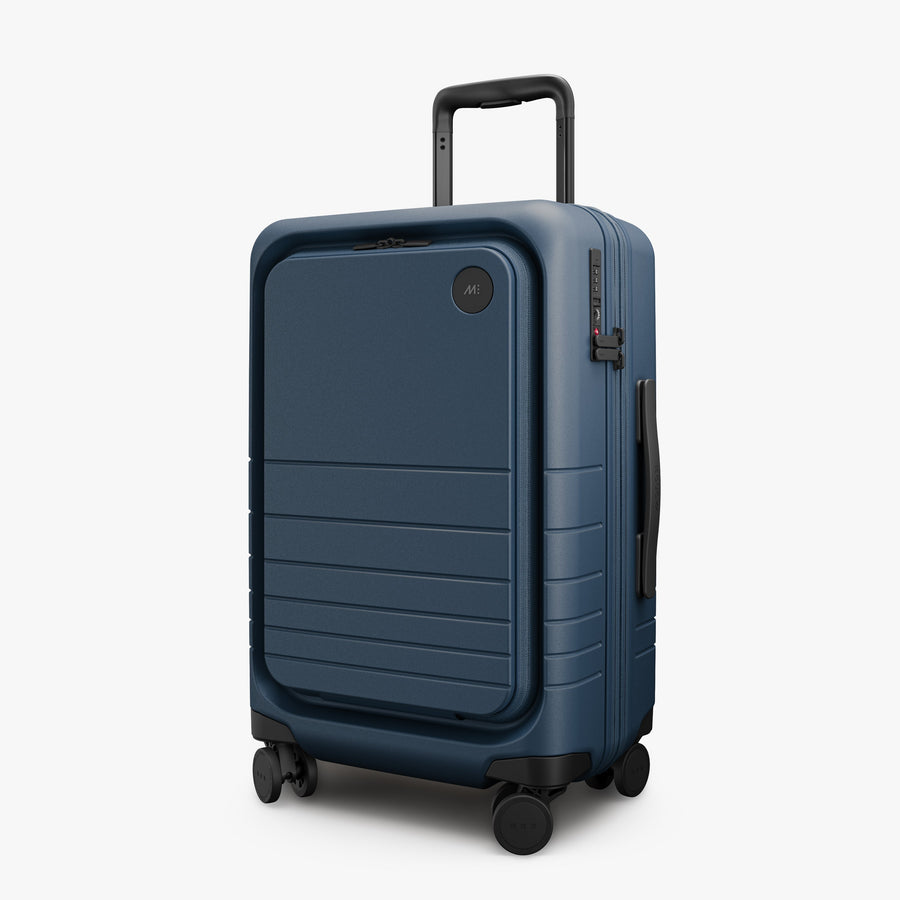 Ocean Blue | Angled view of Expandable Carry-On Pro in Ocean Blue