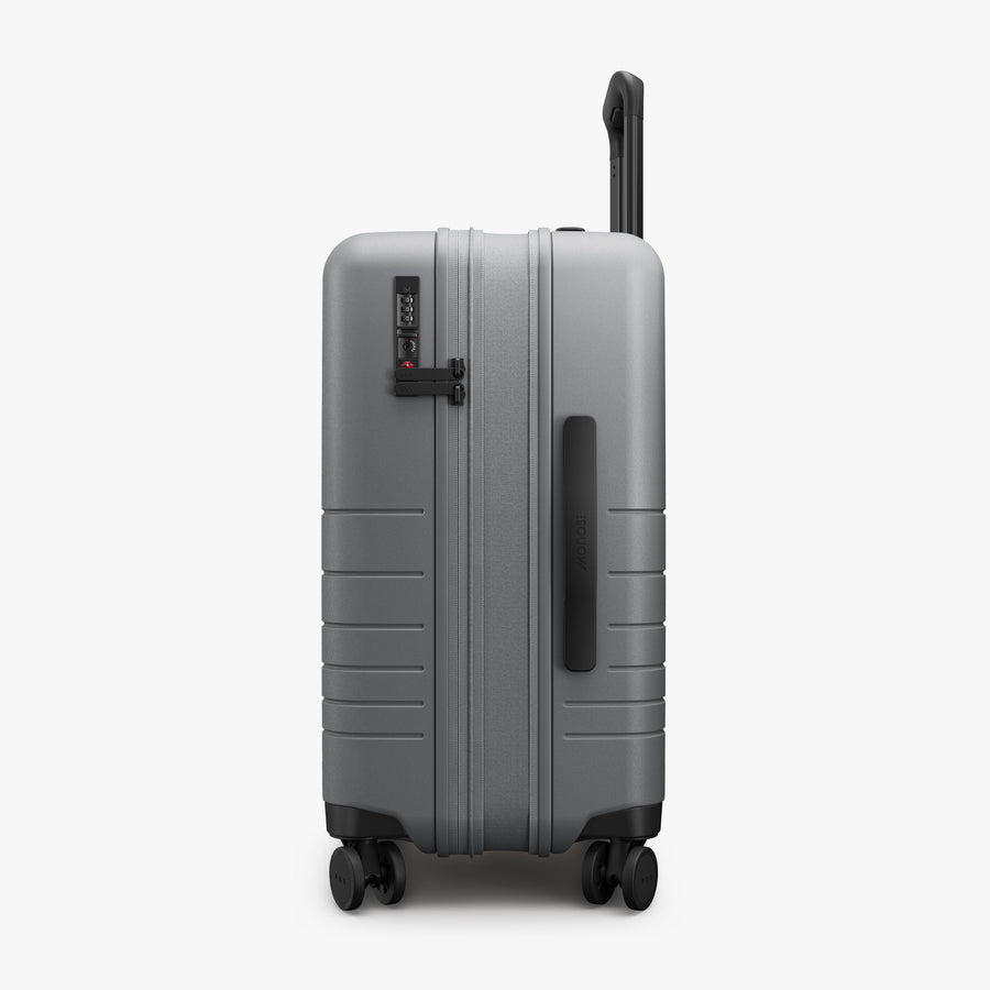 Storm Grey | Expanded zipper view of Expandable Carry-On in Storm Grey