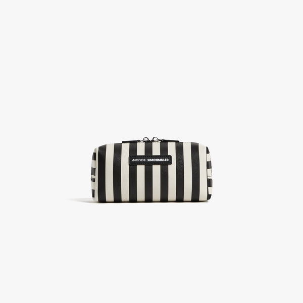 Small / Poplin Stripe Black | Front view of the Metro Toiletry Case small in Poplin Stripe Black