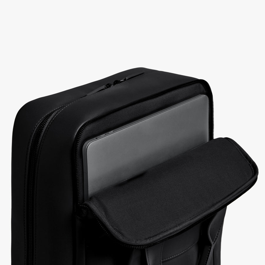 Carbon Black (Vegan Leather) | View padded laptop sleeves on Metro Backpack Carbon Black