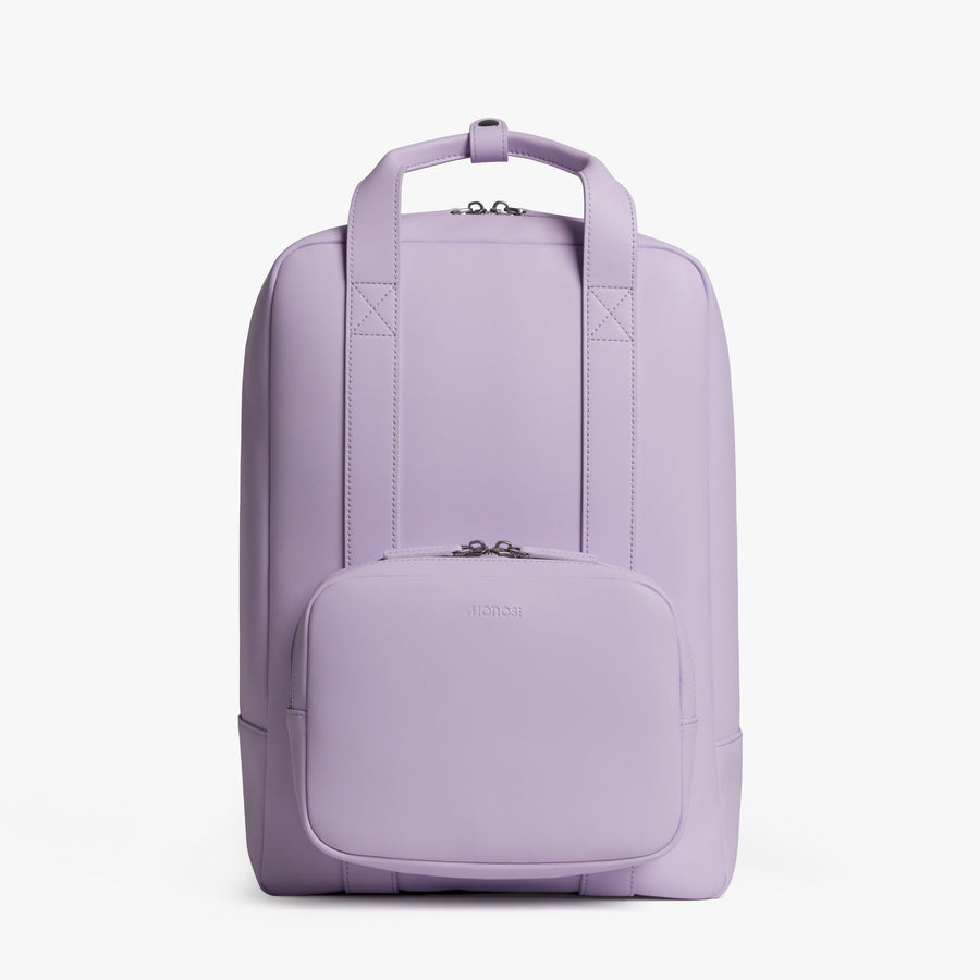 Purple Icing (Vegan Leather) | Front view of Metro Backpack Purple Icing