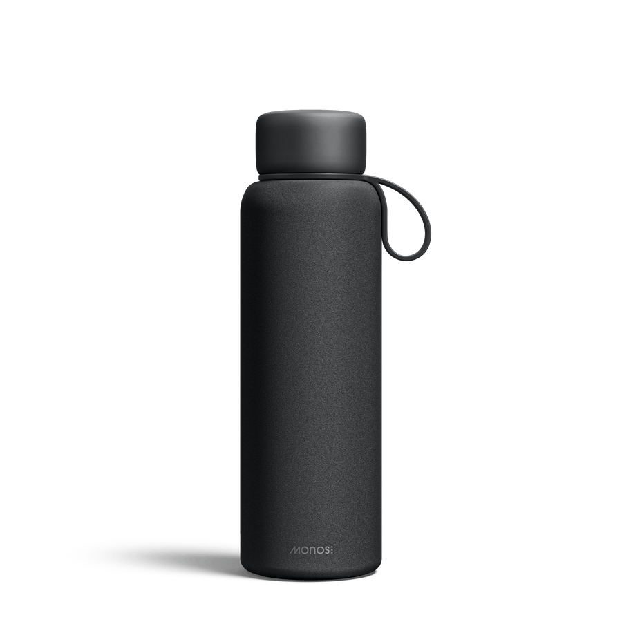 500 mL / Carbon Black Scaled | Front view of 500 mL Kiyo UVC Bottle in Carbon Black