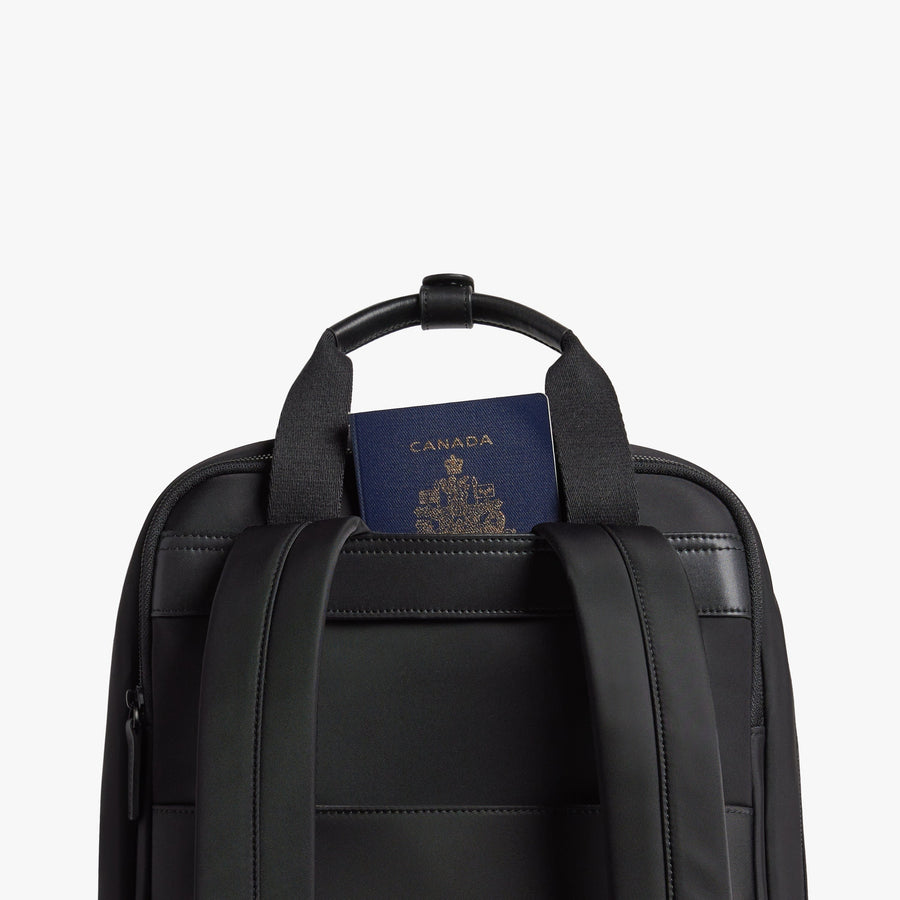 Carbon Black | Handle view of Metro Backpack Carbon Black