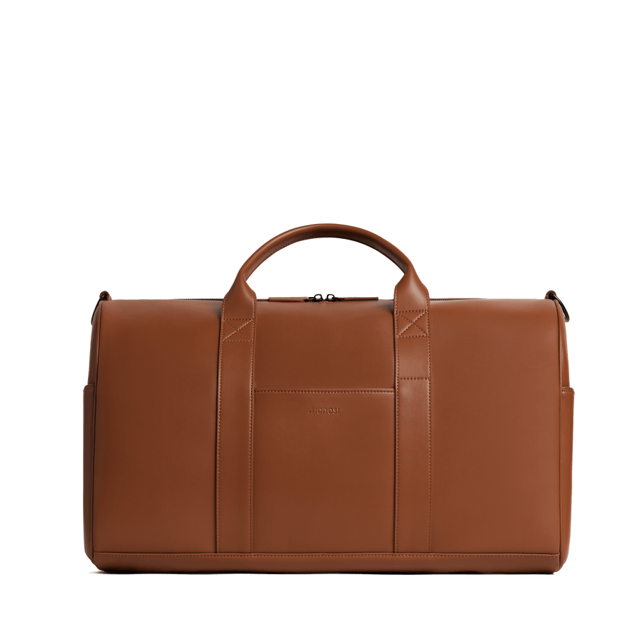 Mahogany (Vegan Leather) Scaled | Front view of Metro Carry-All Duffel  Mahogany