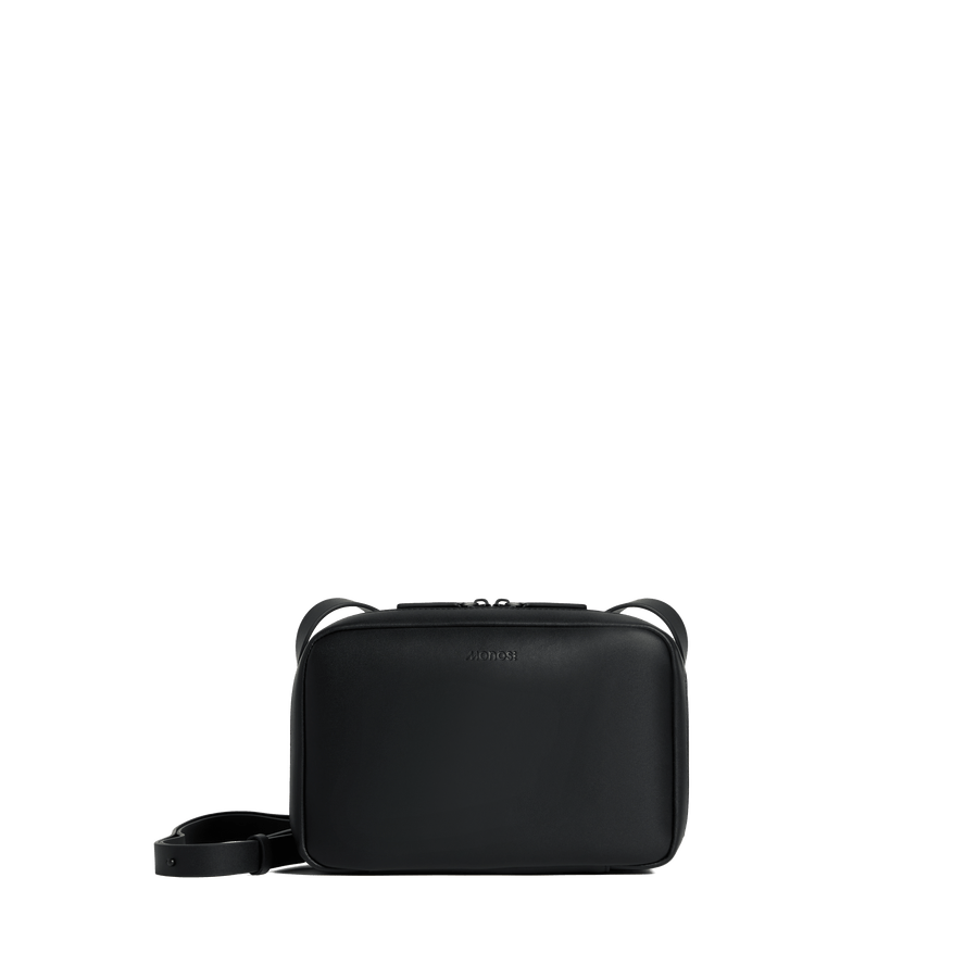 Carbon Black (Vegan Leather) Scaled | Front view of Metro Crossbody Carbon Black