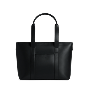 Carbon Black (Vegan Leather) Scaled | Front view of Metro Tote Carbon Black