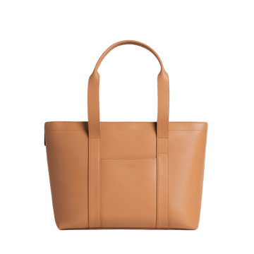 Front view of Metro Tote Saddle Tan