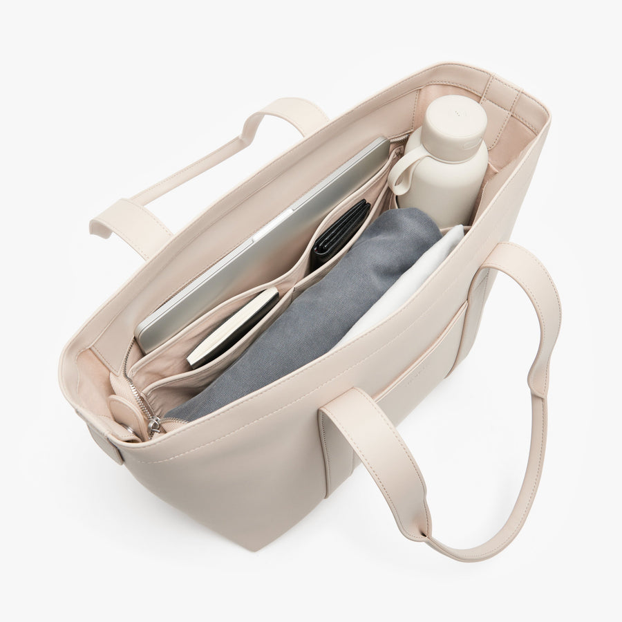 Ivory (Vegan Leather) | Angled view of Metro Tote in Ivory