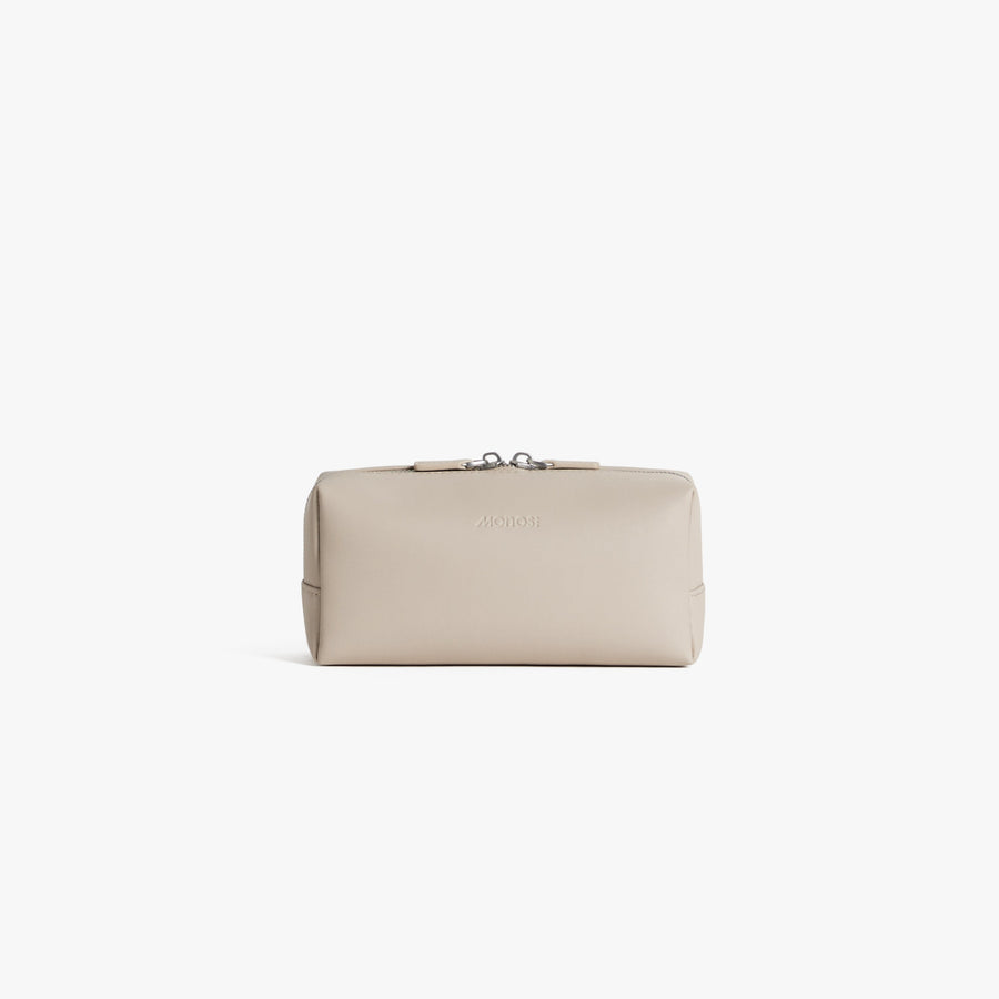 Small / Ivory (Vegan Leather) Cart | Front view of Metro Toiletry Case Small in Ivory
