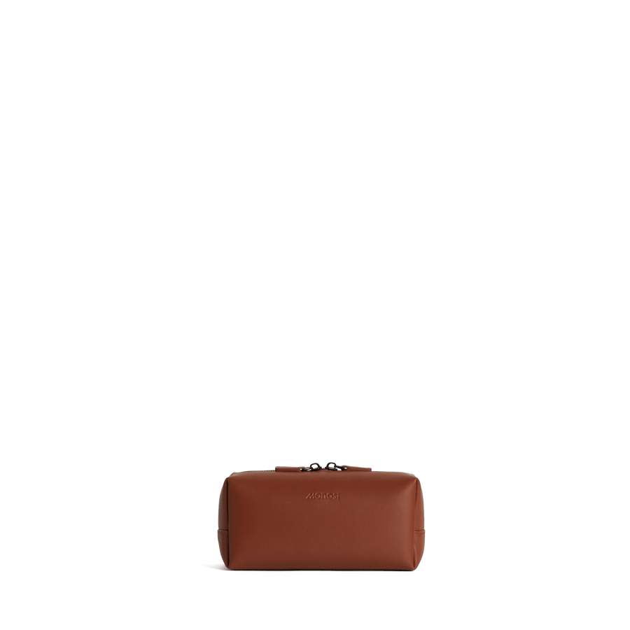 Small / Mahogany (Vegan Leather) Scaled | Front view of Metro Toiletry Case Small in Mahogany