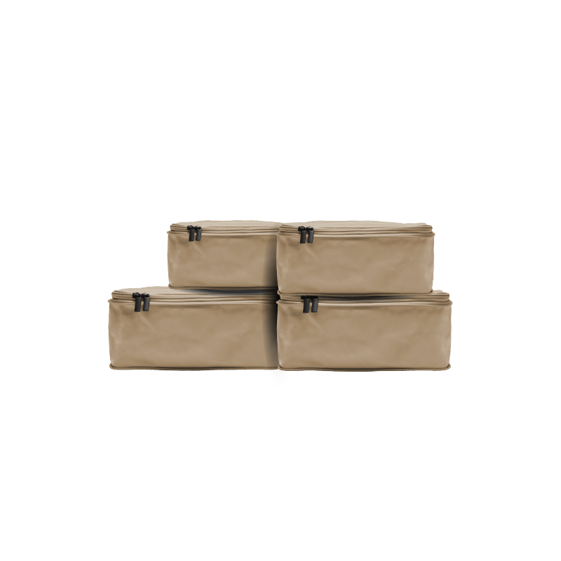Set of Four / Tan Hidden | This is a photo of a set of four compressible packing cubes in tan